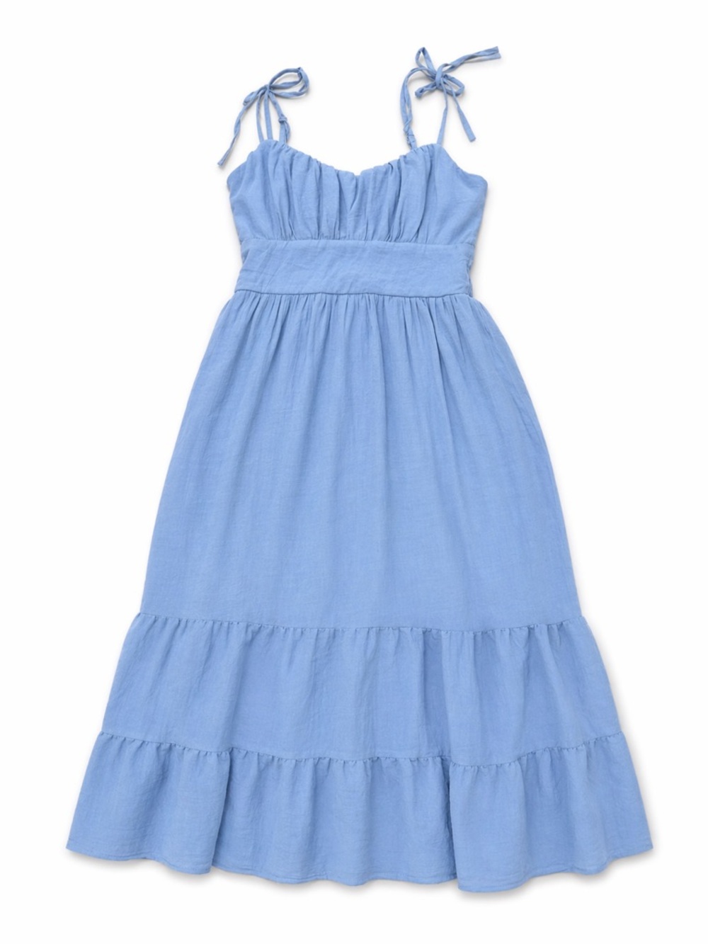 Lily Rose Blue Tie Strap Tiered Midi Sundress Sz M Summer Boho